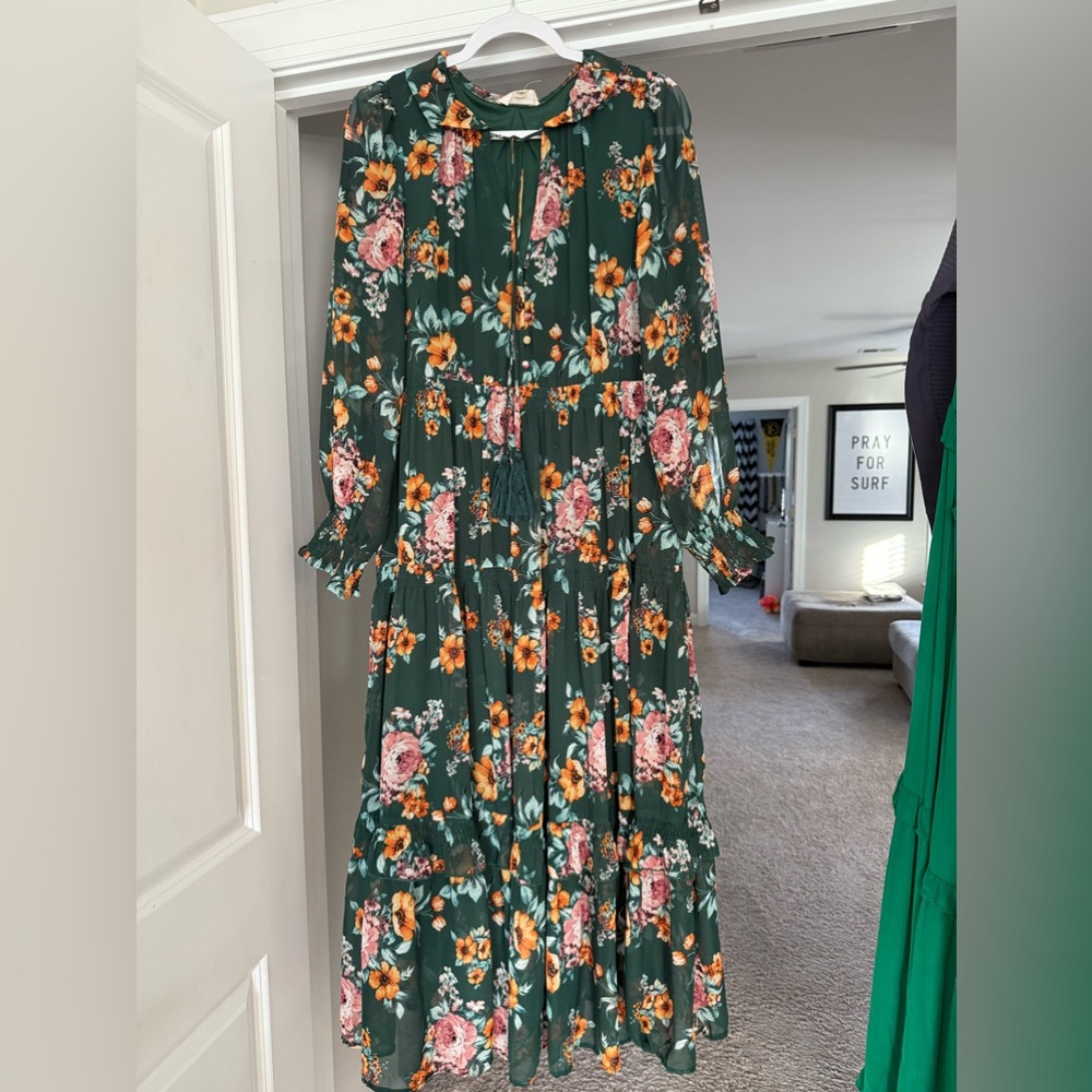Long sleeve floral maxi dress